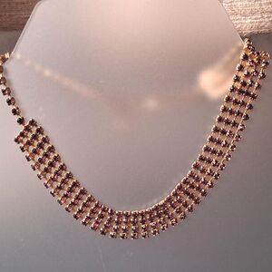 Vintage Purple Rhinestone Necklace Four Rows Gold Tone